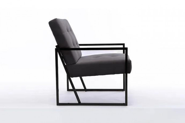 Fauteuil Chesterfield gris Cadre en bois Mobilier de salon de luxe 1 place