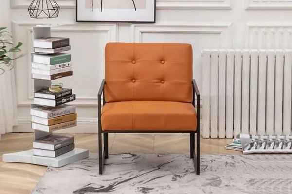 Salon Fauteuil Orange Nouvelles jambes en métal luxueuses Revêtement textile