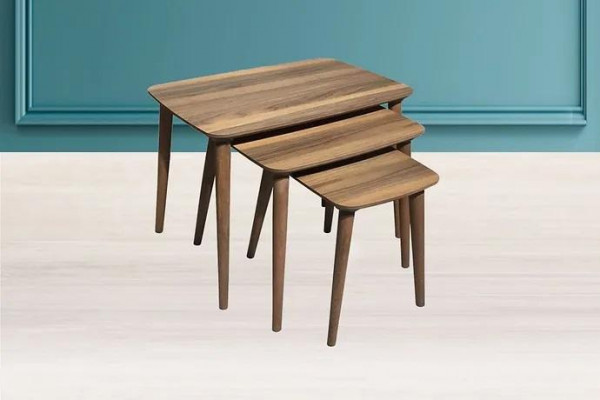 Tables basses rectangulaires Ensemble de 3 tables Salon Salle à manger Bois marron