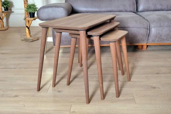 Tables basses rectangulaires Ensemble de 3 tables Salon Salle à manger Bois marron