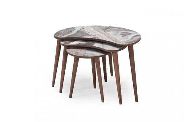 Tables basses en forme de rein 3 x Ensemble de tables d'appoint Salon Beige neuf
