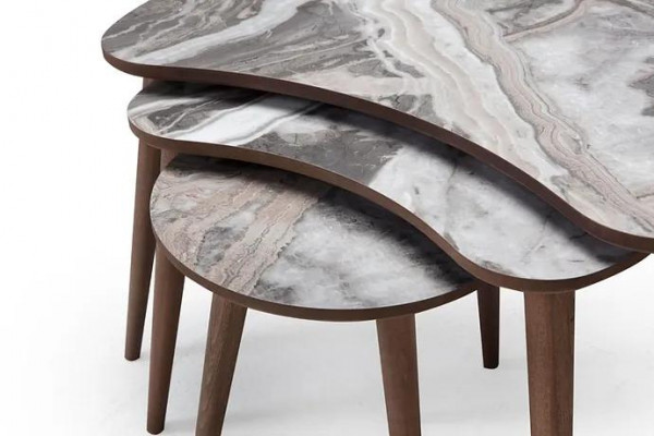 Tables basses en forme de rein 3 x Ensemble de tables d'appoint Salon Beige neuf