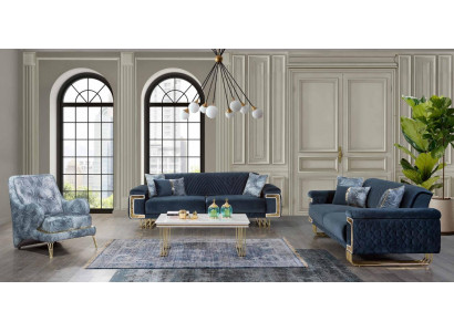 Ensemble de canapé moderne en acier inoxydable Table basse Fauteuil Meubles rembourrés Ensemble de 4 pièces