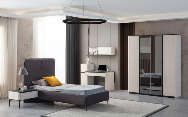 Complétez la chambre d'enfants avec les meubles suivants : Lit Table de chevet Bureau Armoire