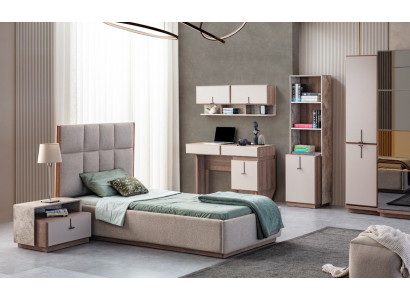 Suite complète de chambre d'enfants de luxe, lit 1x, tables de chevet, étagère à livres.