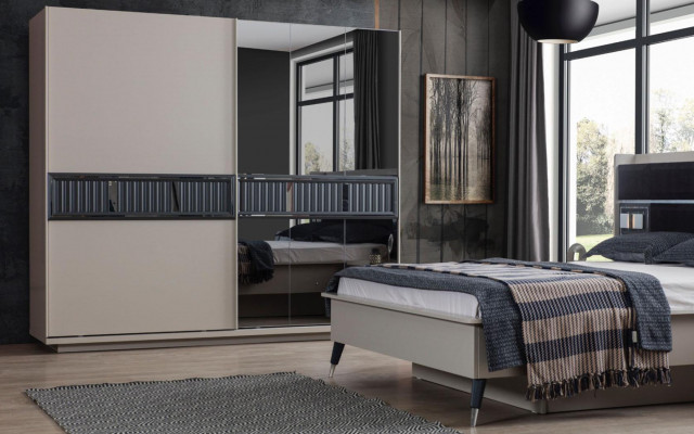 Armoire à glace pour chambre beige moderne en bois