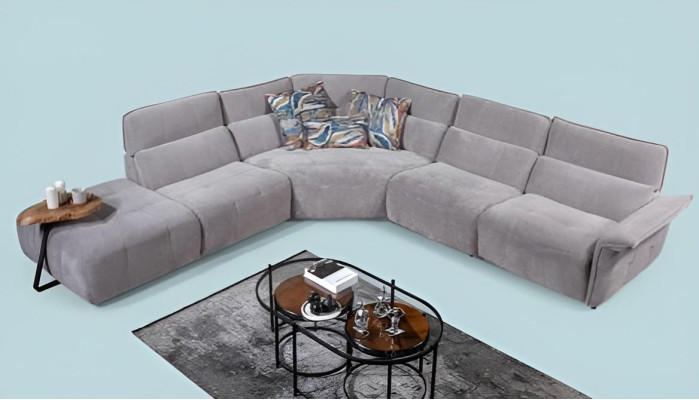 Élégant canapé d'angle gris en forme de L Canapé de designer Salon de luxe Sofas