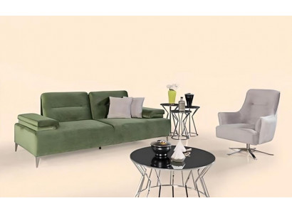 Salon rembourré en vert et blanc ensemble de 3 places de luxe canapé fauteuil