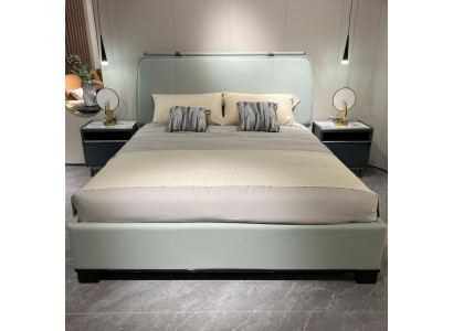 Ensemble de chambre de luxe Lit double moderne avec 2 tables de chevet Design 3 pièces complet.