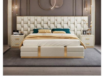 Ensemble de chambre de luxe Complet Mobilier de chambre Lit Table de chevet Ameublement