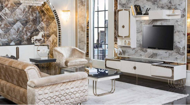 exclusive r armoire de télévision en acier inoxydable étagère murale designer ensemble de salon de luxe