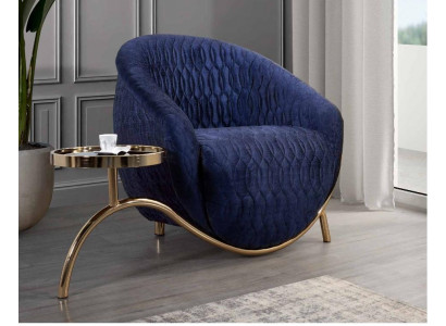 Fauteuil relaxant Bleu Designer place assise Table d'appoint Design luxueux