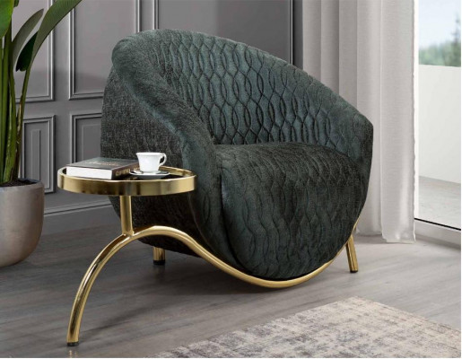 Chaise rembourrée verte Chaise de salon design Meuble Luxueux Fauteuil 1 place