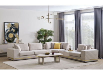 Salon Canapé d'angle beige clair en L Canapé moderne en tissu Meubles de canapé