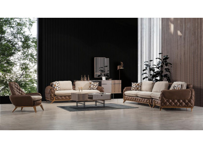 Canapé design 4+3 places Fauteuil en cuir de luxe Table basse Ensemble de 4 pièces