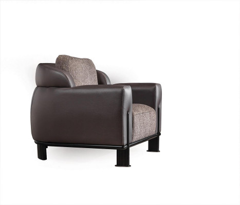 Ensemble de salon marron en textile de designer Trois places tissu fauteuil 2 pièces