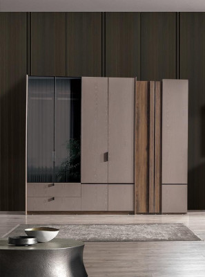 Armoire beige pour chambre de designer - Mobilier moderne de salle à coucher