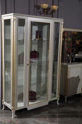 Armoires Vitrines en bois Vitrine en verre Bois massif Vitrine Salon Mobilier Buffet