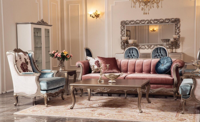 Canapé Canapé Rembourrage canapé trois places design classique Canapés trois places rose