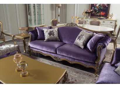 Canapé trois places Canapés trois places Canapé de luxe en velours Baroque Rococo Violet