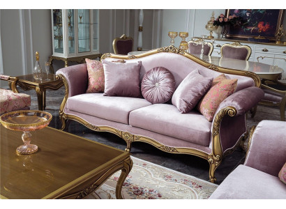 Canapé 3 places en textile violet Canapés Canapé Rembourrage Luxe classique trois places