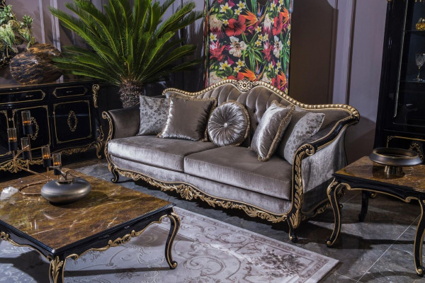 Canapé 3 places en tissu de design en style textile classique ou luxueux