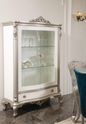 Salle à manger Ensemble Vitrine Table 6x Chaise Commode Miroir Art déco 10pcs