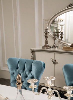 Salle à manger Ensemble Vitrine Table 6x Chaise Commode Miroir Art déco 10pcs
