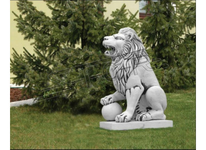 Figure en forme de lion XXL pour le jardin, la terrasse ou la décoration, dans un style antique en sculpture de pierre décorative.