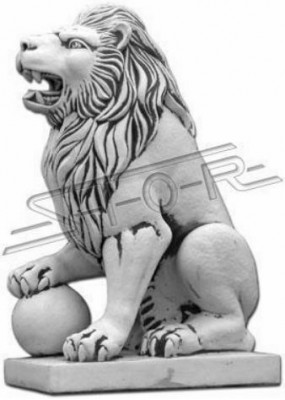 Figure en forme de lion XXL pour le jardin, la terrasse ou la décoration, dans un style antique en sculpture de pierre décorative.