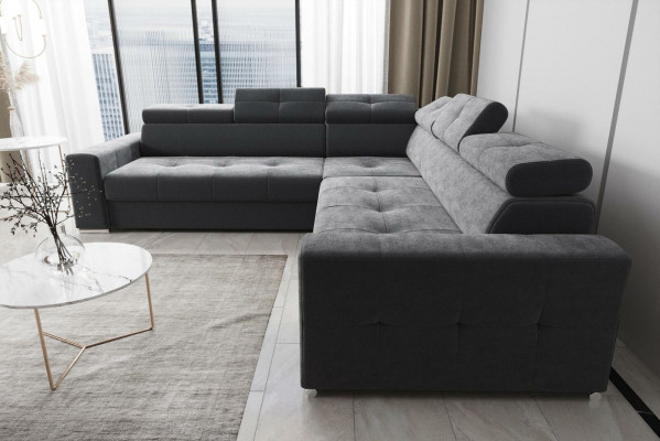 Salle de séjour Textile Cuir Luxe Forme en L Moderne Canapé d'angle Canapé Rembourrage Canapés neufs