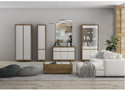 Salle de séjour Ensemble Vitrine Commode Murs vivants Commodes Armoire Table Mobilier Bois 4 pièces