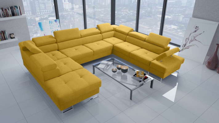 Paysages vivants Canapé d'angle Canapé Tissu Cuir Revêtement Siège Canapé d'angle en forme de U Canapés