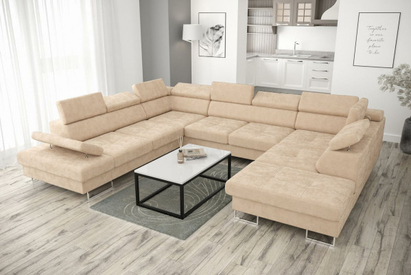 Paysages vivants Canapé d'angle Canapé Tissu Cuir Revêtement Siège Canapé d'angle en forme de U Canapés