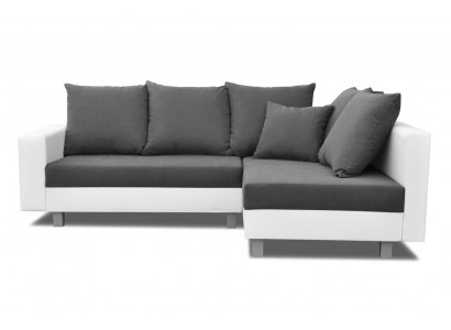 Paysage vivant Canapé d'angle en L Canapé design Canapé Tissu Cuir Repose-pieds