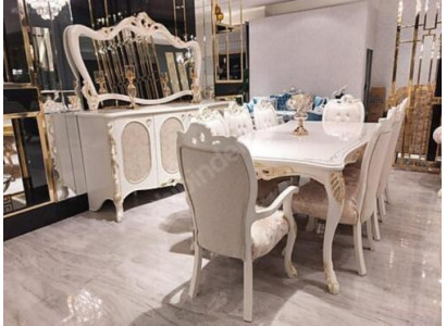 ensemble de salle à manger classique de luxe en bois massif de 10 pièces