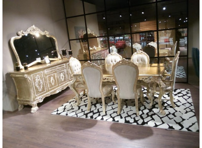 Ensemble de salle à manger classique Table avec 6 chaises Bahut Complet 8 pièces.