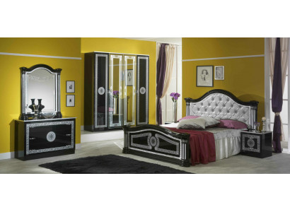 Chambre noire complète Ensemble de commode Style Lit Suite 6pcs. Baroque nouveau