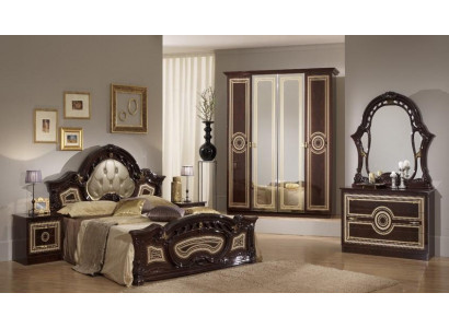 Chambre Ensemble de meubles italiens de luxe Chesterfield 6 pièces. Lit Lits Armoire
