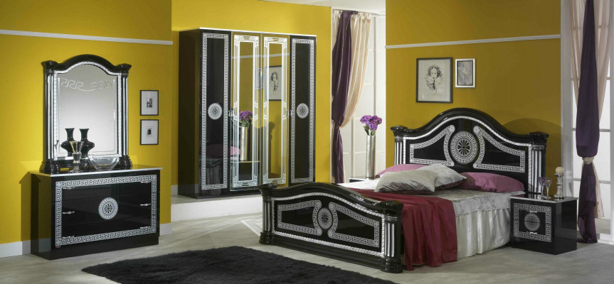 Chambre Ensemble Complet Style Royal Moderne Lit Table de chevet 6 pcs. nouveau