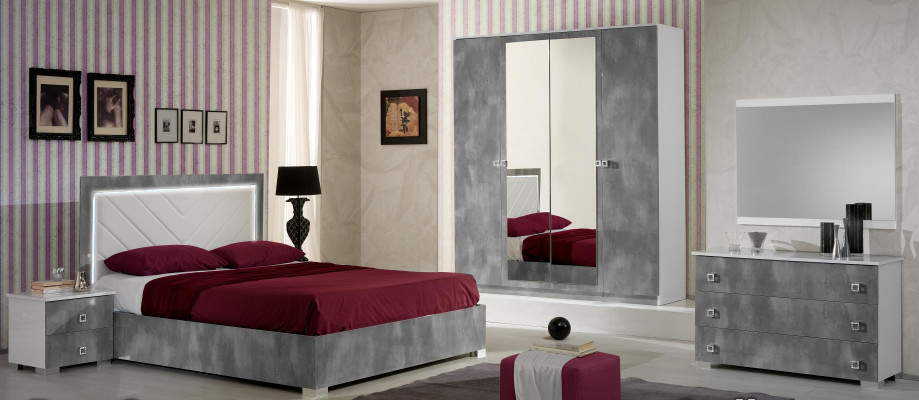 Chambre Ensemble de meubles italiens de luxe 6 pièces Lit Lits Armoire Commode neuf
