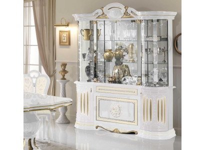 Vitrine Meubles italiens Salon Armoire Blanc Or Vitrines en verre neuf