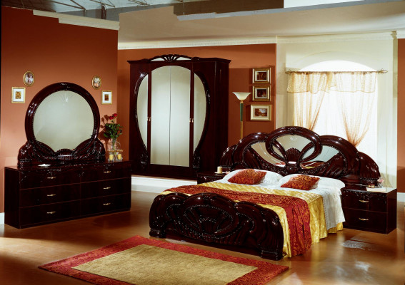 Royal Design Bed 2x Bedside tables Bedroom Suite 3pcs. Set Wood new → Lit design royal 2x tables de chevet Suite de chambre 3 pièces. Ensemble bois neuf