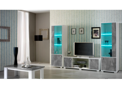 Unité murale double vitrine console table TV unité murale vitrines en verre salon