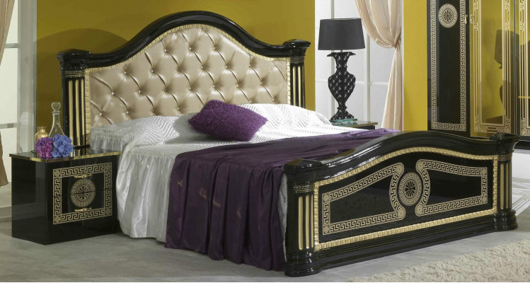 Chambre 3 pièces Ensemble Lit 2x Table de chevet Console Lits Chesterfield Tapisserie