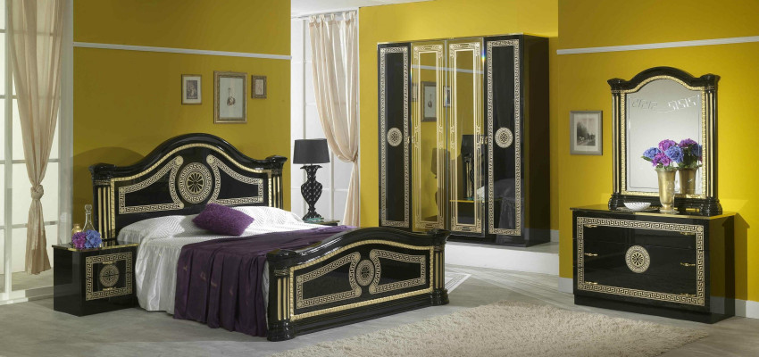 Conception Chambre 3 Morceaux. Lit de Luxe 2x Table de Chevet Classique r Ensemble de Lits