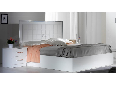 Lit 2x Table de chevet 3 pièces Ensemble de chambre Design Moderne Lits de Luxe Groupe nouveau