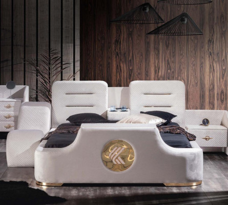 Lit double Lits Moderne Luxe Tabouret Multifonction Design de lit Velours