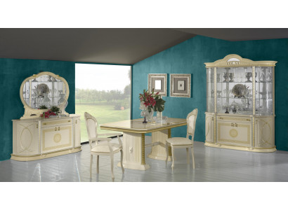 Salle à manger Ensemble Vitrine Table à manger Suite Groupe de tables Ensemble de 4 pièces Baroque complet