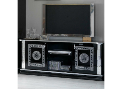 Table de télévision noire, armoire de télévision, meuble bas, table de télévision design, armoire de télévision.